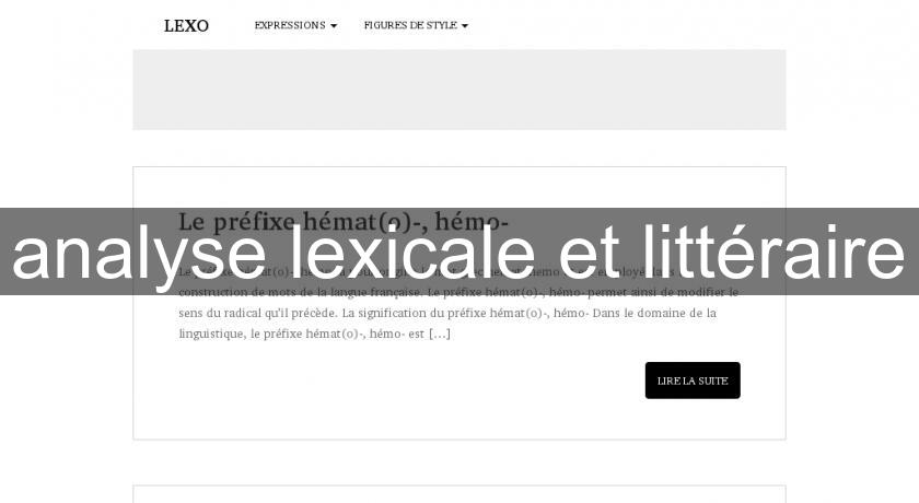 analyse lexicale et littéraire analyse lexicale et littéraire