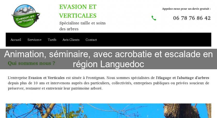 Animation, séminaire, avec acrobatie et escalade en région Languedoc Animation, séminaire, avec acrobatie et escalade en région Languedoc