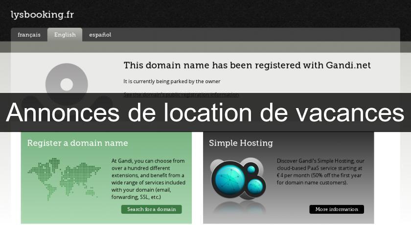 Annonces de location de vacances Annonces de location de vacances
