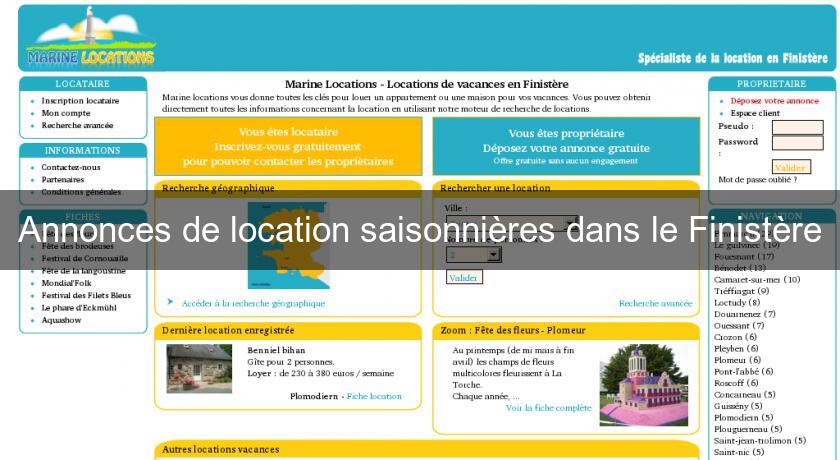 Annonces de location saisonnières dans le Finistère Annonces de location saisonnières dans le Finistère