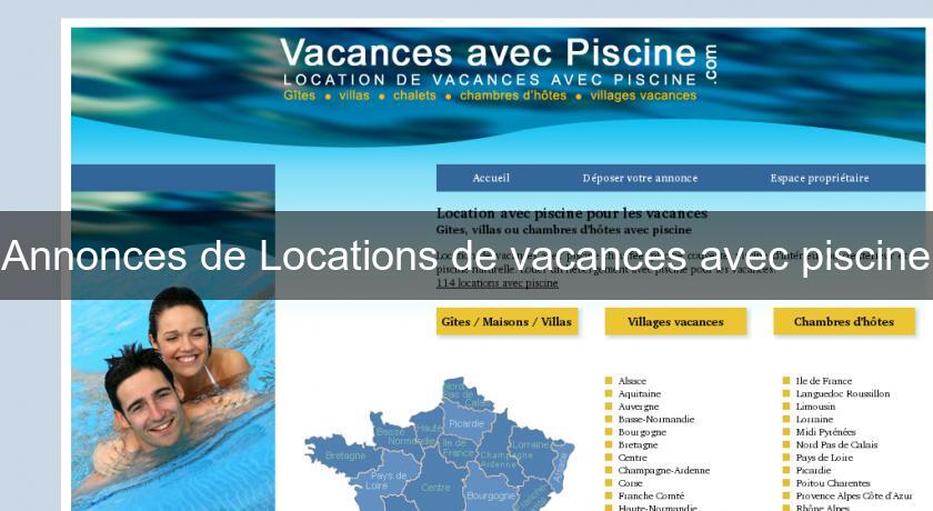 Annonces de Locations de vacances avec piscine