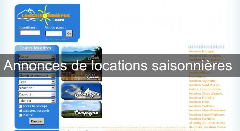 Annonces de locations saisonnières Annonces de locations saisonnières