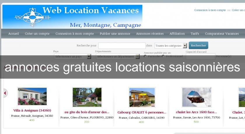 annonces gratuites locations saisonnières annonces gratuites locations saisonnières