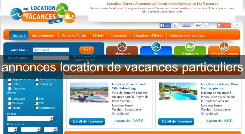 annonces location de vacances particuliers