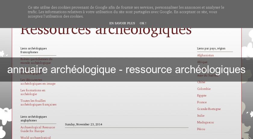 annuaire archéologique - ressource archéologiques