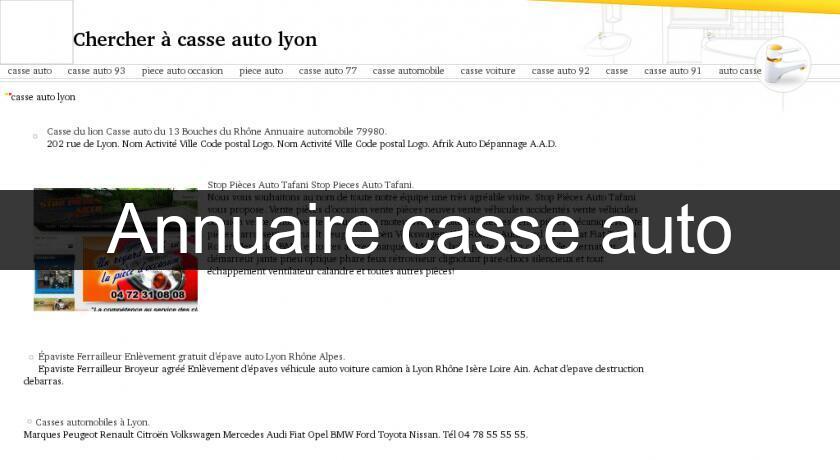 Annuaire casse auto Annuaire casse auto