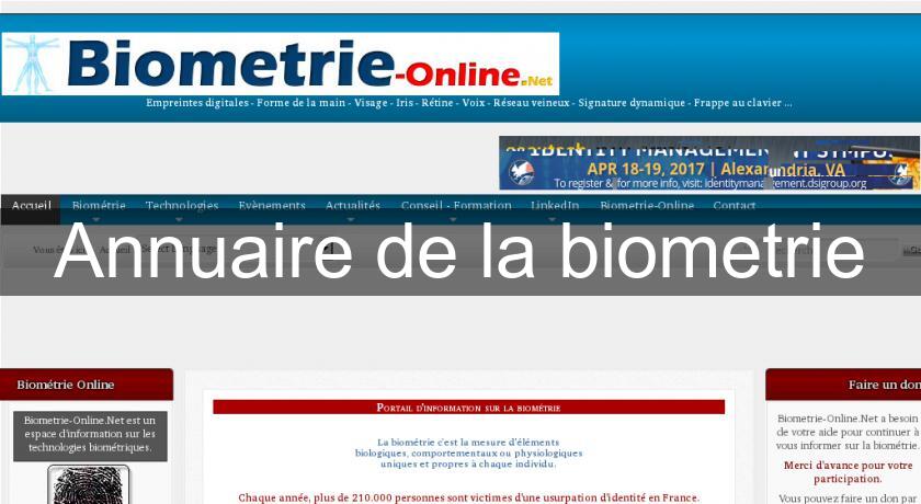 Annuaire de la biometrie Annuaire de la biometrie