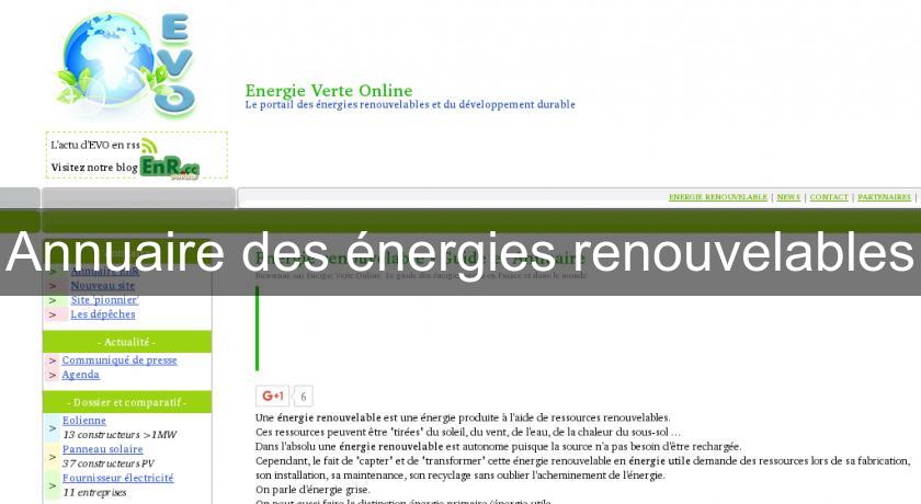 Annuaire des énergies renouvelables Annuaire des énergies renouvelables