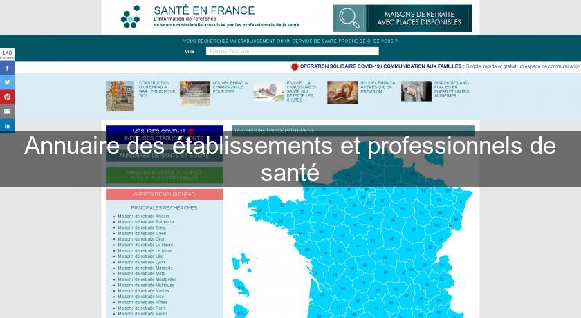 Annuaire des établissements et professionnels de santé Annuaire des établissements et professionnels de santé