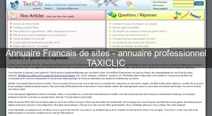 Annuaire Francais de sites - annuaire professionnel TAXICLIC Annuaire Francais de sites - annuaire professionnel TAXICLIC