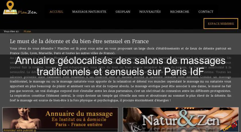 Annuaire géolocalisés des salons de massages traditionnels et sensuels sur Paris IdF