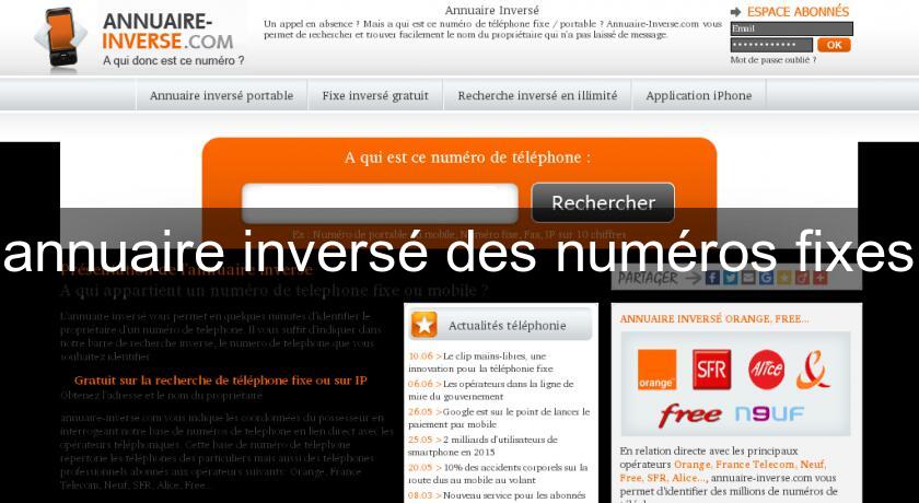 annuaire inversé des numéros fixes