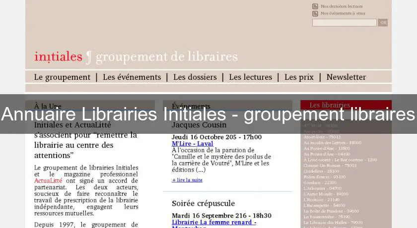 Annuaire Librairies Initiales - groupement libraires
