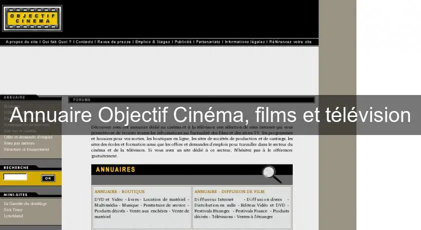 Annuaire Objectif Cinéma, films et télévision