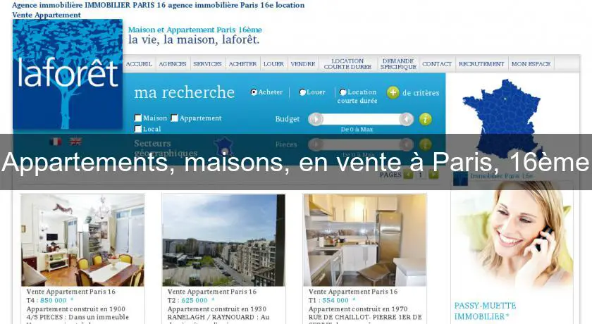 Appartements, maisons, en vente à Paris, 16ème