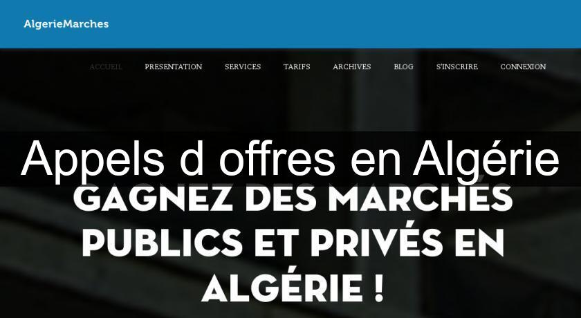 Appels d'offres en Algérie Appels d'offres en Algérie