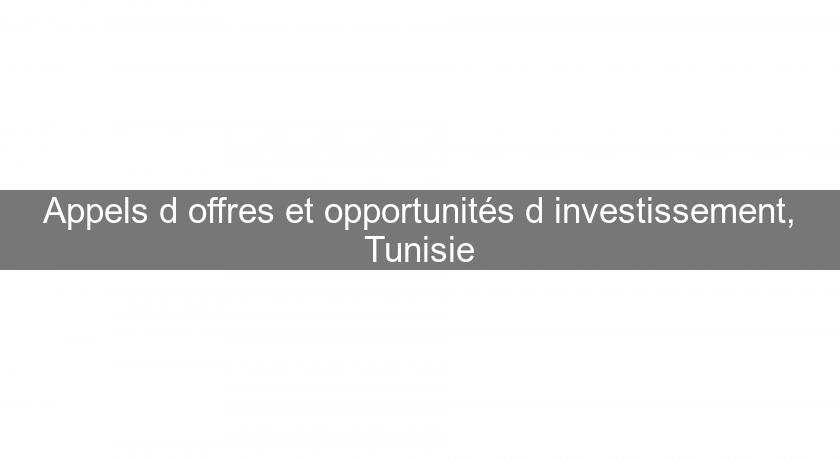 Appels d'offres et opportunités d'investissement, Tunisie