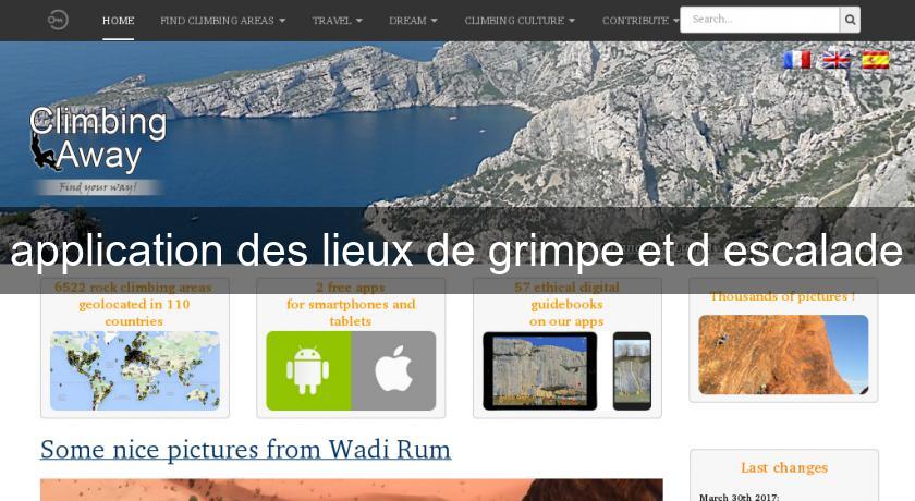 application des lieux de grimpe et d'escalade