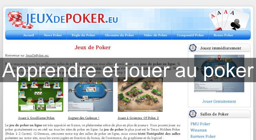 Apprendre et jouer au poker Apprendre et jouer au poker