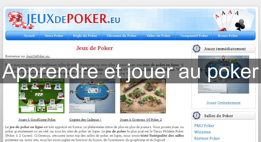 Apprendre et jouer au poker