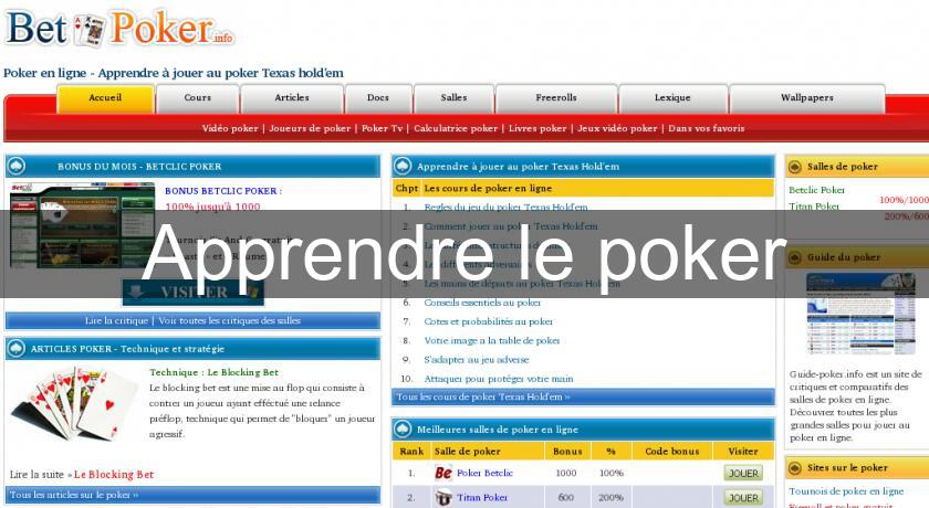 Apprendre le poker Apprendre le poker