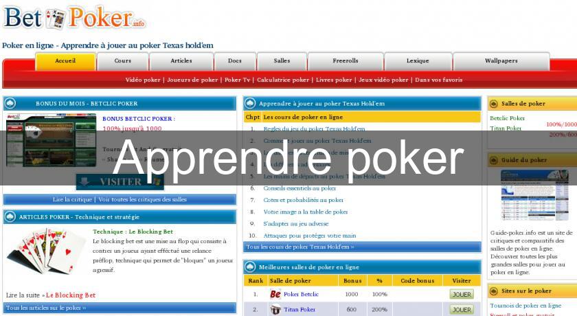 Apprendre poker Apprendre poker
