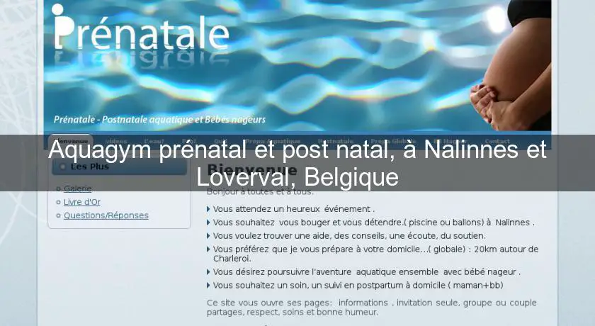 Aquagym prénatal et post natal, à Nalinnes et Loverval, Belgique