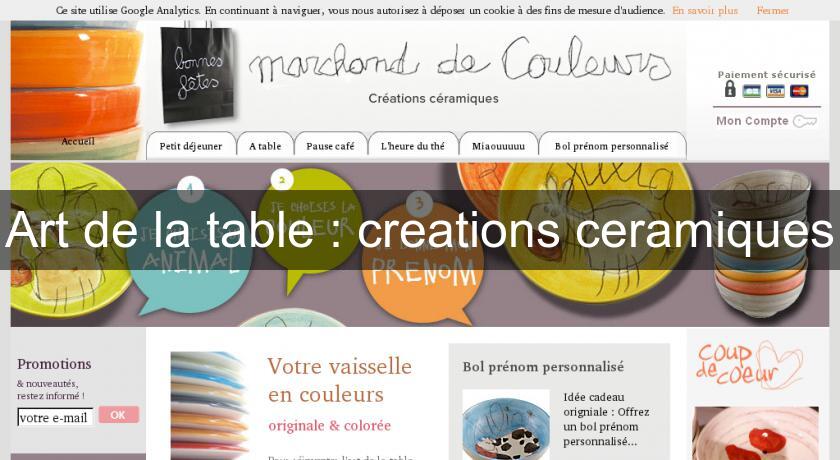 Art de la table : creations ceramiques