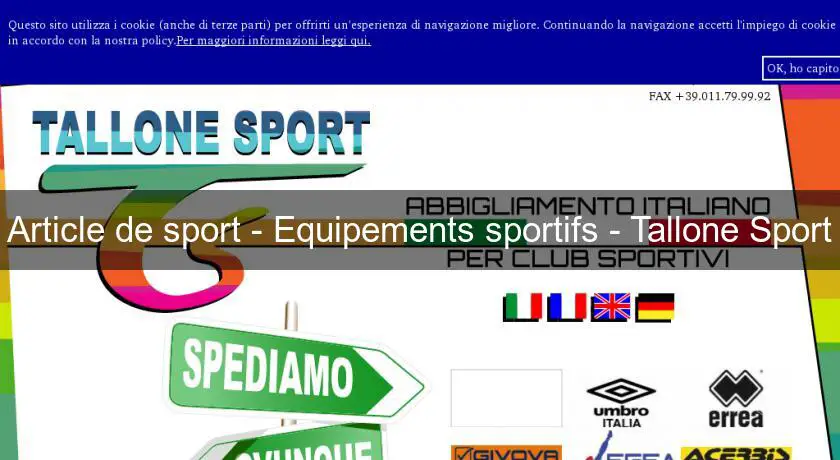 Article de sport - Equipements sportifs - Tallone Sport