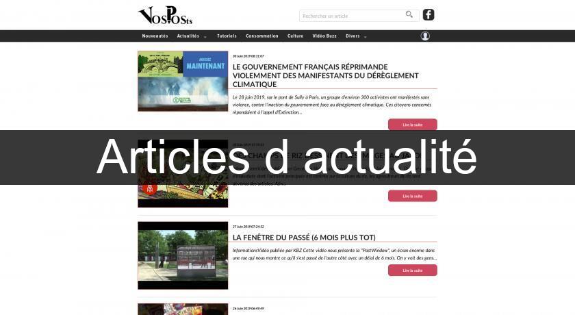Articles d'actualité Articles d'actualité
