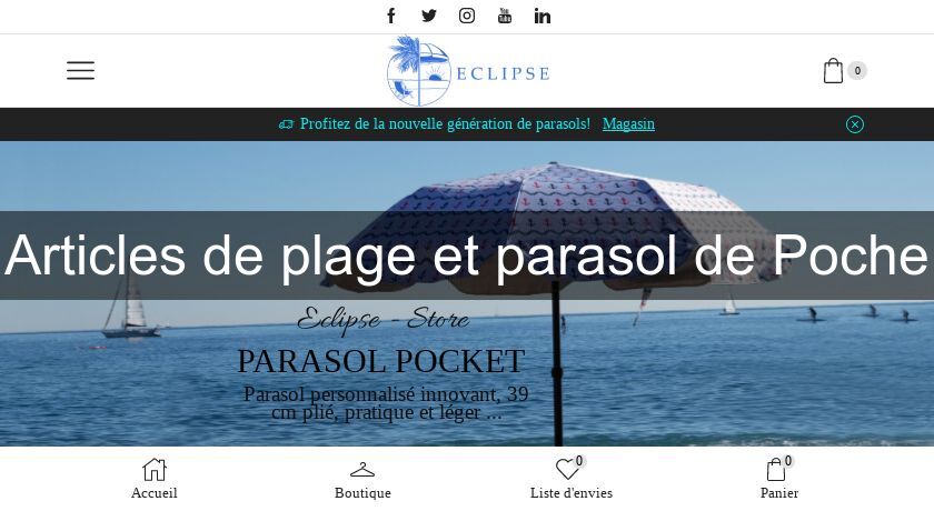 Articles de plage et parasol de Poche