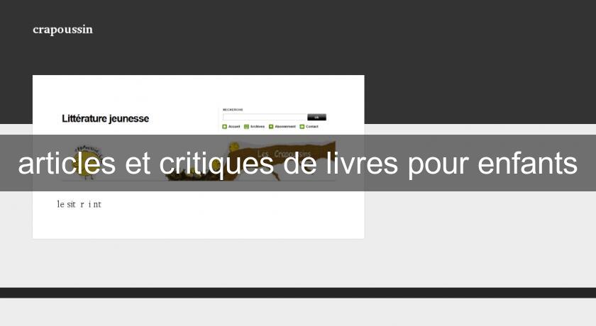 articles et critiques de livres pour enfants