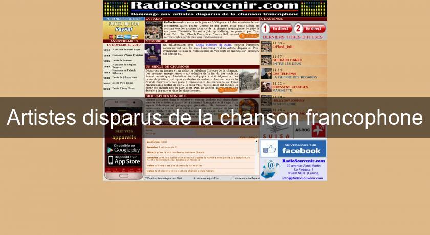 Artistes disparus de la chanson francophone Artistes disparus de la chanson francophone