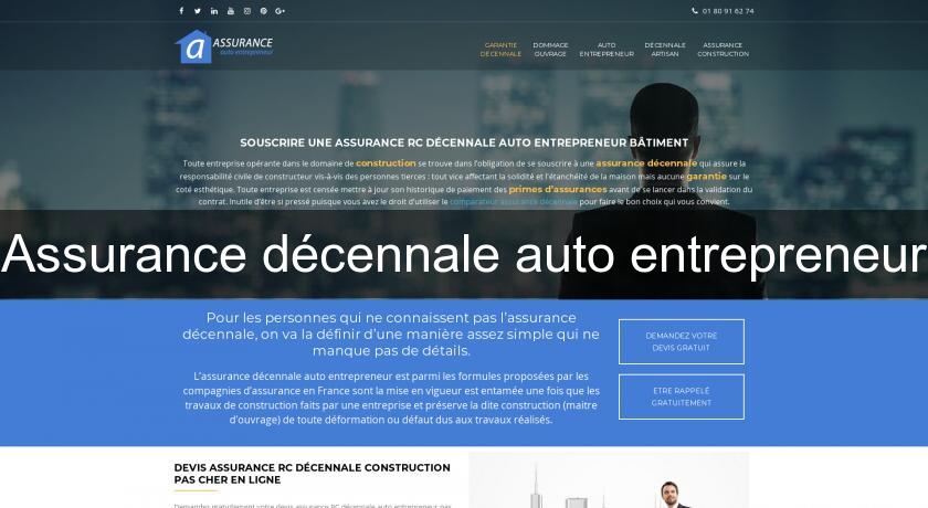 Assurance décennale auto entrepreneur