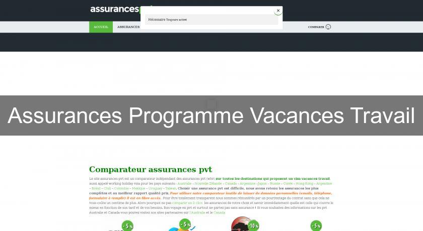 Assurances Programme Vacances Travail