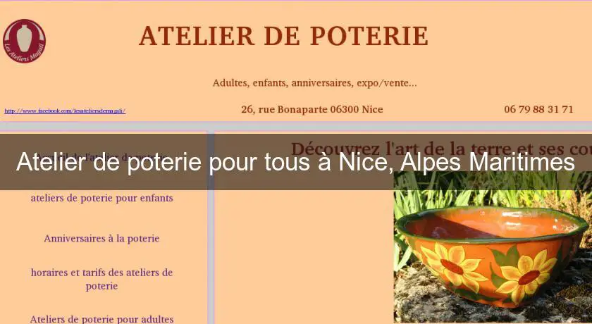 Atelier de poterie pour tous à Nice, Alpes Maritimes