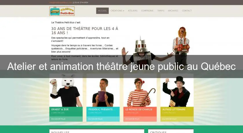 Atelier et animation théâtre jeune public au Québec