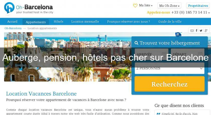 Auberge, pension, hôtels pas cher sur Barcelone