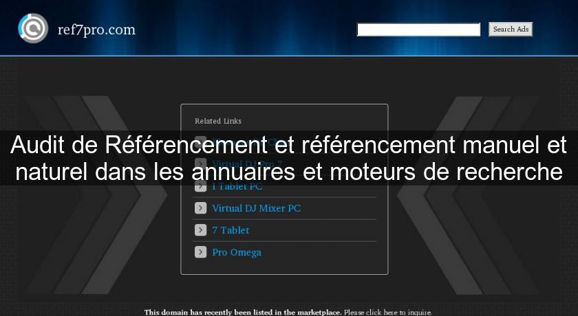 Audit de Référencement et référencement manuel et naturel dans les annuaires et moteurs de recherche Audit de Référencement et référencement manuel et naturel dans les annuaires et moteurs de recherche