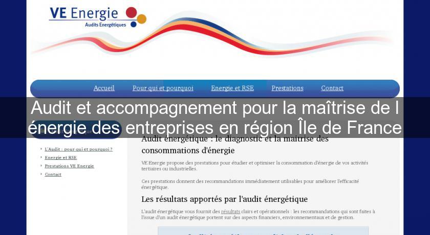 Audit et accompagnement pour la maîtrise de l'énergie des entreprises en région Île de France