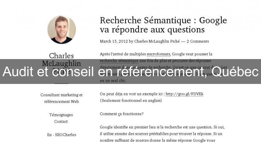 Audit et conseil en référencement, Québec Audit et conseil en référencement, Québec