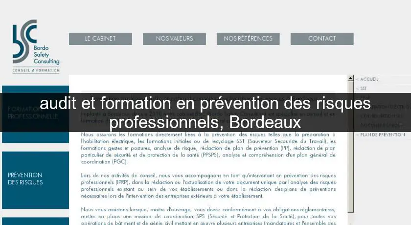 audit et formation en prévention des risques professionnels, Bordeaux