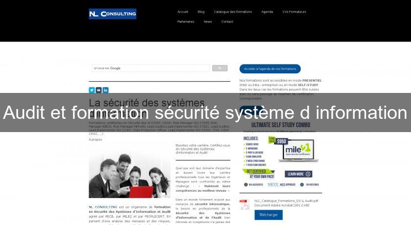 Audit et formation sécurité système d'information Audit et formation sécurité système d'information