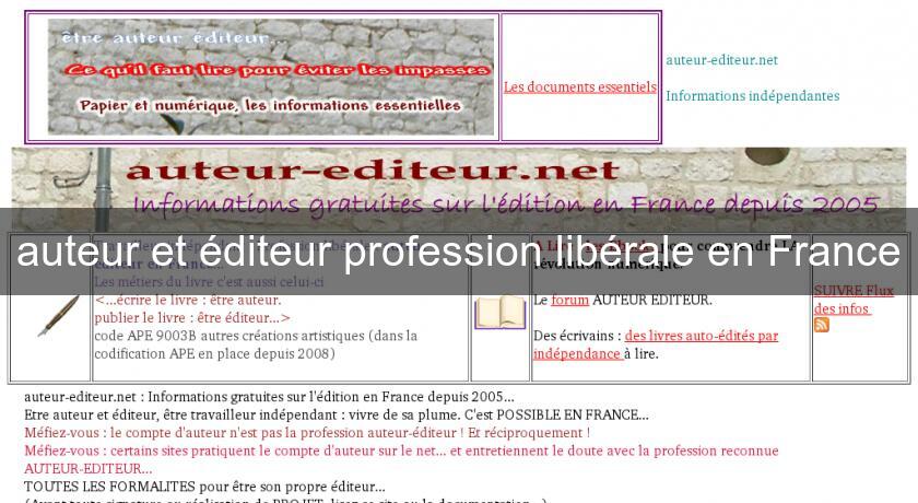 auteur et éditeur profession libérale en France auteur et éditeur profession libérale en France