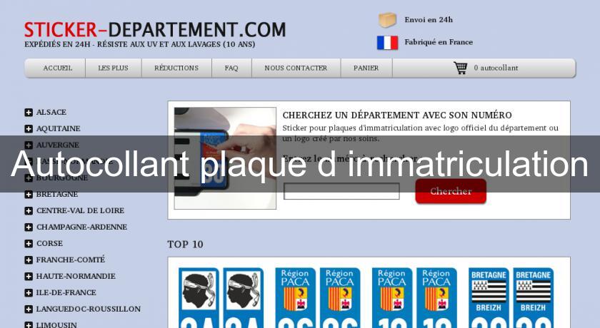 Autocollant plaque d'immatriculation Autocollant plaque d'immatriculation
