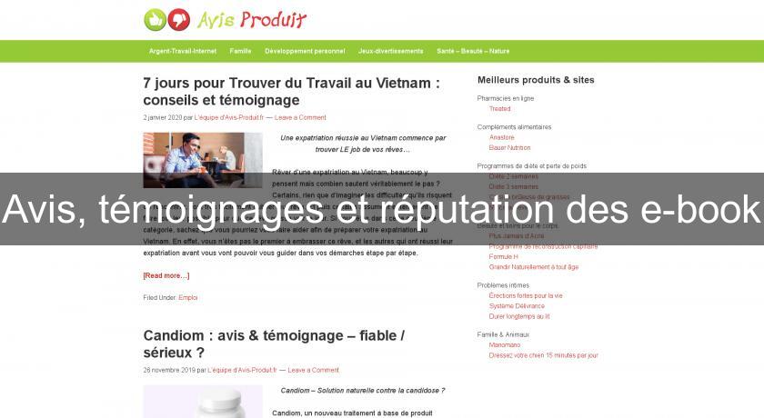 Avis, témoignages et réputation des e-book Avis, témoignages et réputation des e-book