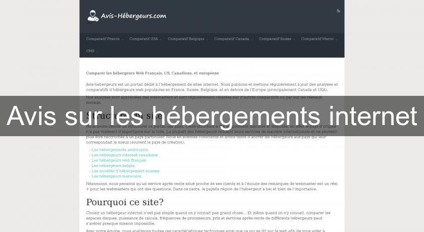 Avis sur les hébergements internet