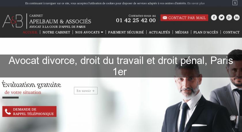 Avocat divorce, droit du travail et droit pénal, Paris 1er 