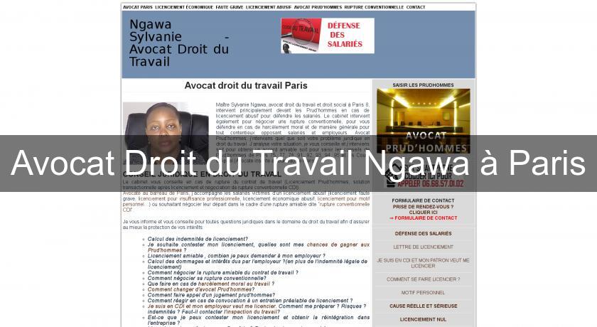 Avocat Droit du Travail Ngawa à Paris Avocat Droit du Travail Ngawa à Paris