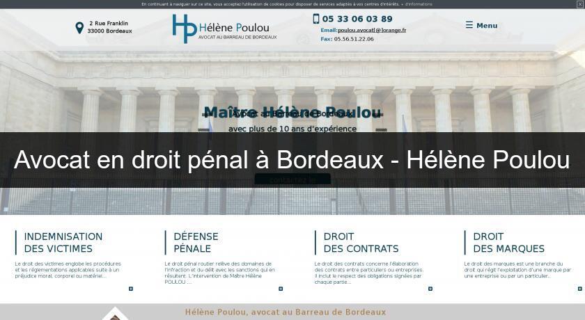 Avocat en droit pénal à Bordeaux - Hélène Poulou Avocat en droit pénal à Bordeaux - Hélène Poulou